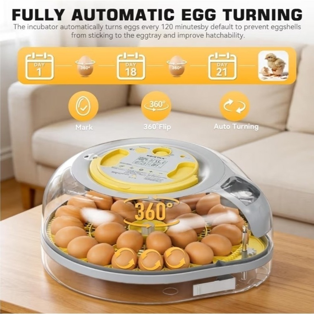 26 Egg Smart Incubator VOICE‎ CONTROL Auto Turning Temp Digital Poultry Hatcher - Picture 3 of 9